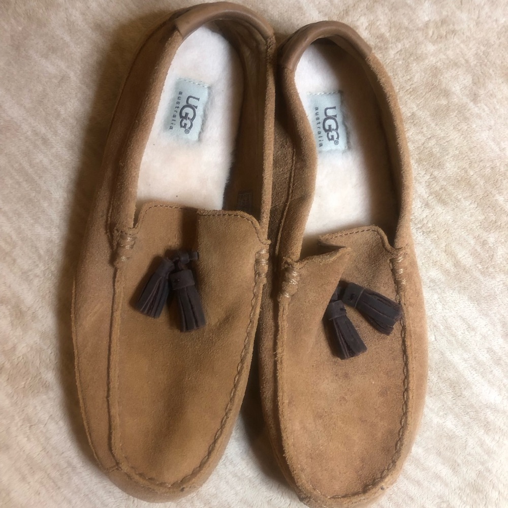 UGG Australia ‘Boylan’ Tassel Loafer Slippers Chestnut Suede Mens 10M